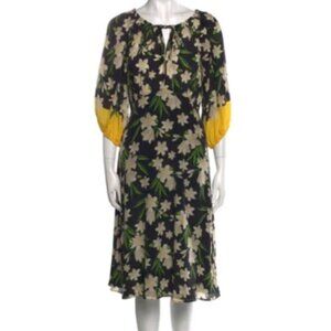 Kobi Halperin Silk Floral Midi Dress Size S